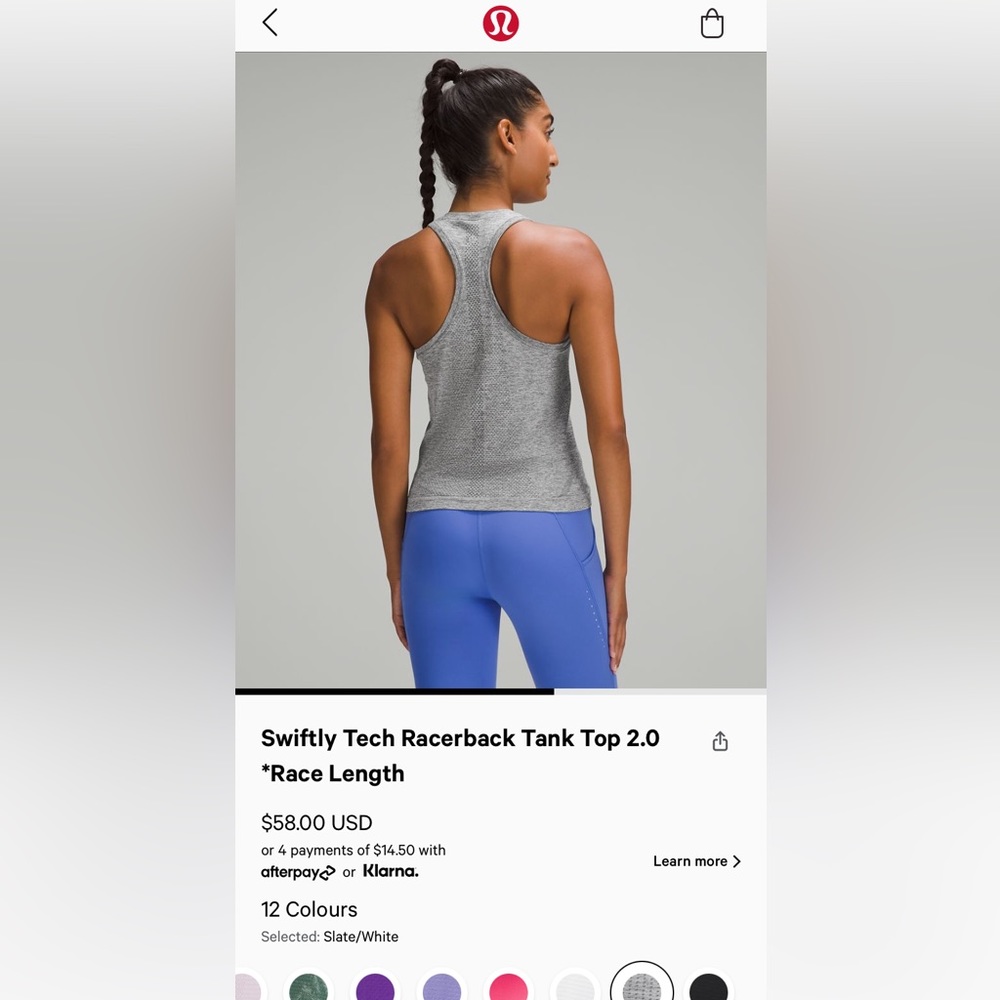 Swiftly tech racer back race length size 0